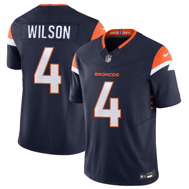 Men's Denver Broncos #4 Zach Wilson Navy 2024 F.U.S.E. AlternateVapor Limited Football Stitched Jersey - Click Image to Close